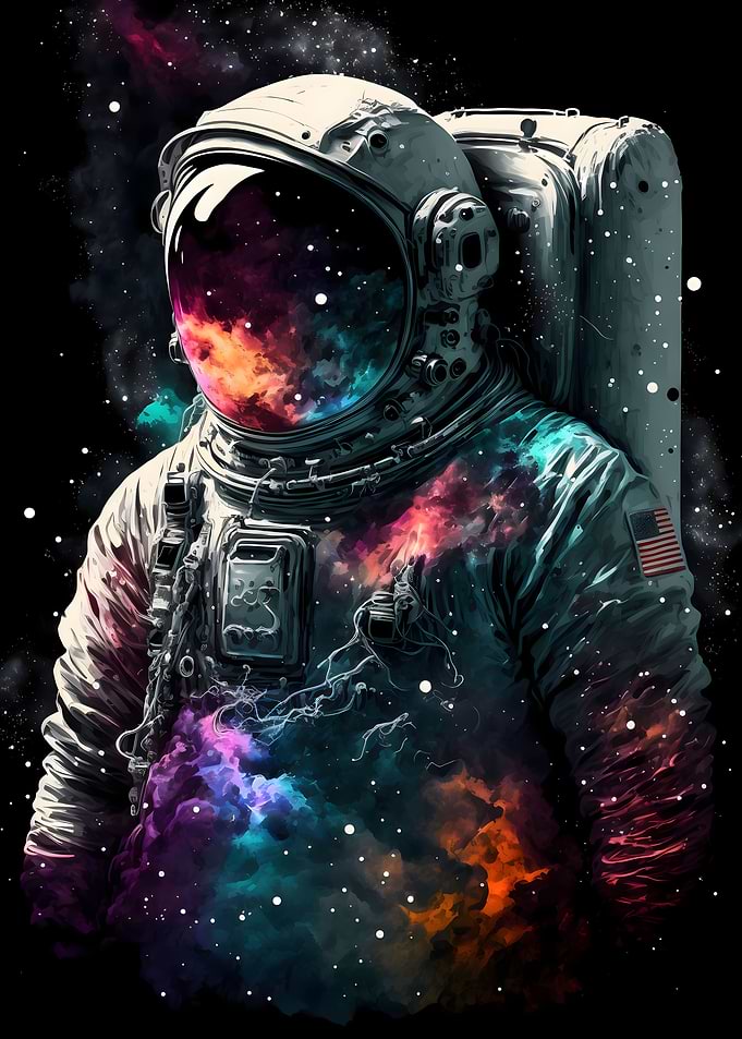 Neon Astronaut in Space