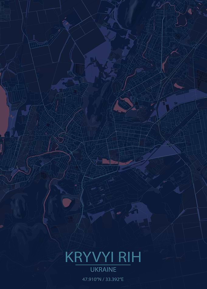Kryvyi Rih Ukraine Blu Map