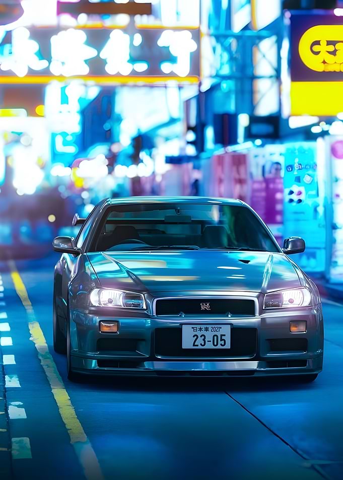 Nissan R34 In The Rain