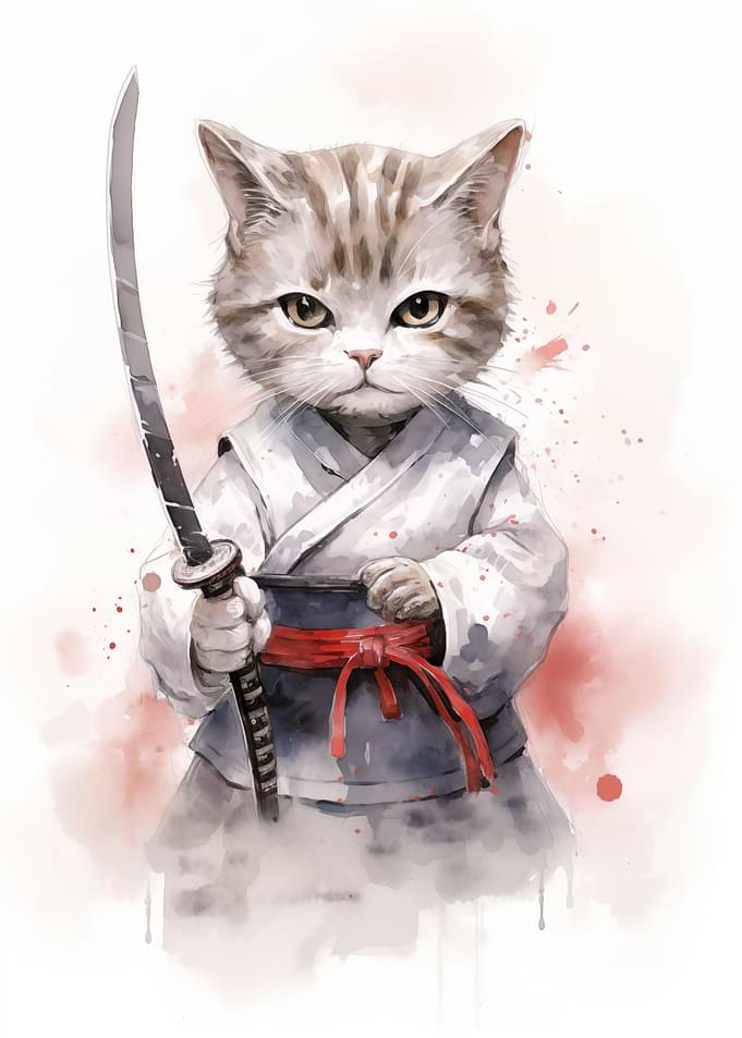 White Samurai Cat