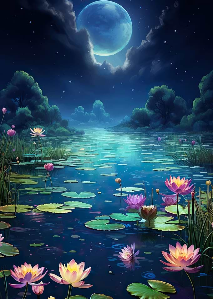 Lotus Flower at Sunset
