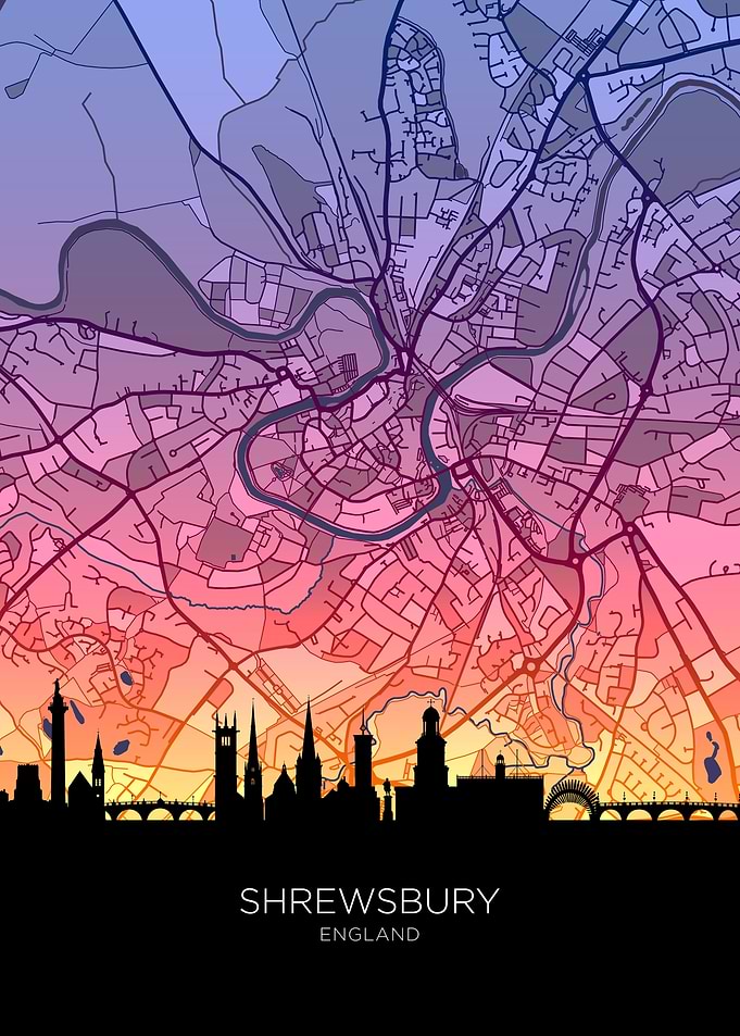 Shrewsbury Skyline Map