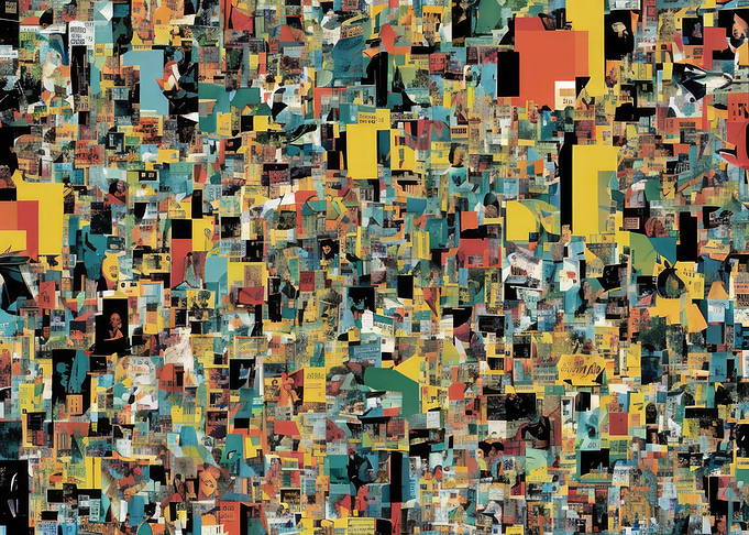 Collage art piece advertis