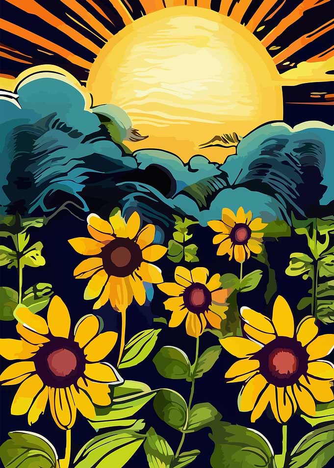 sun flowers poster art