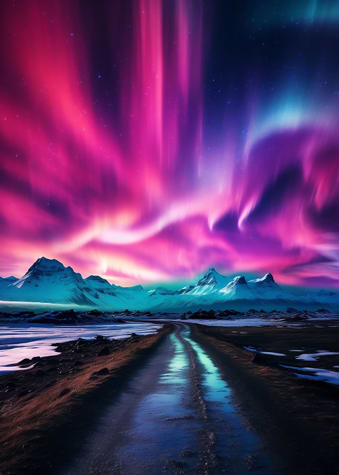Northern Light on Mountain