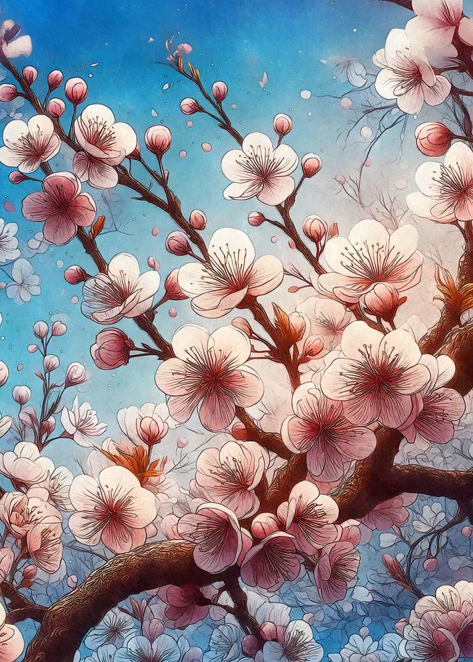 Sakura flowers on branch