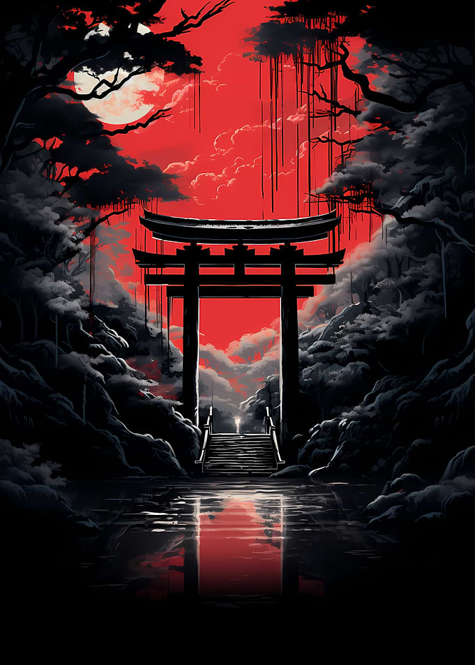 japanese red temple