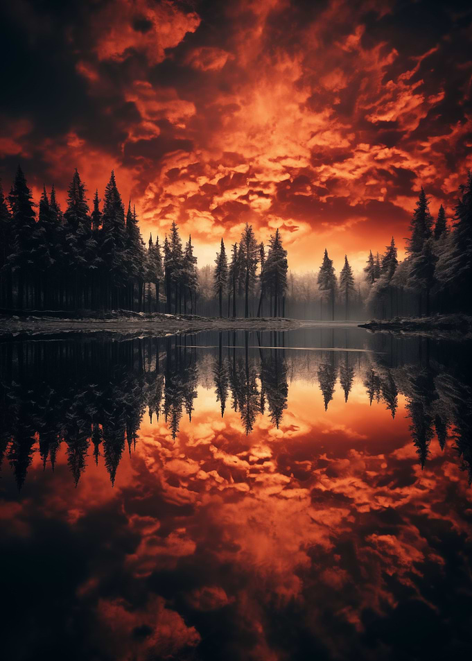 The reflection of trees