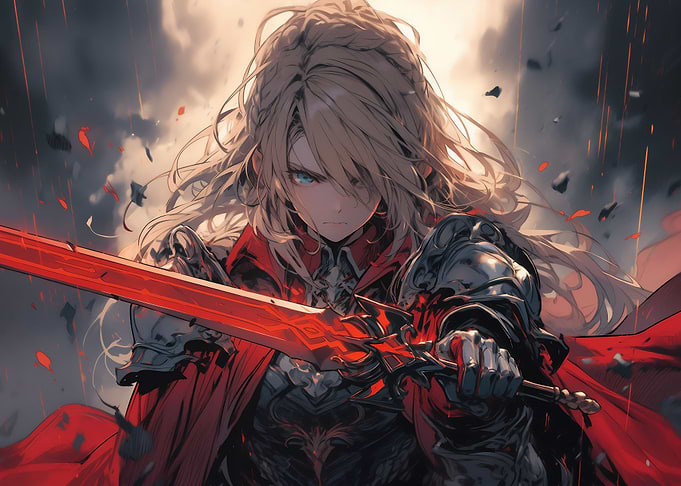 angry anime girl warrior