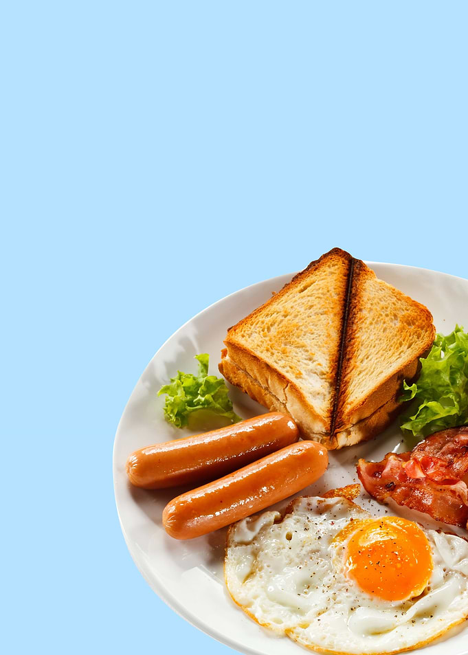 breakfast food in blue