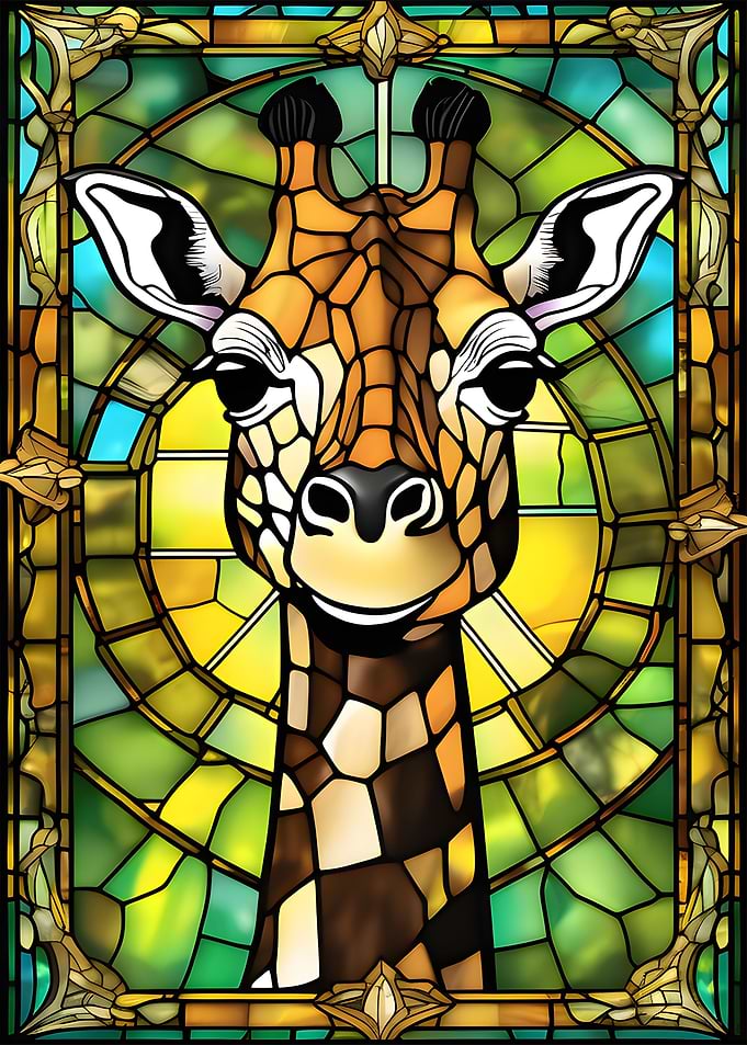 Giraffe Stained Glass Art