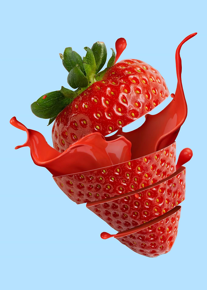 strawberry in blue