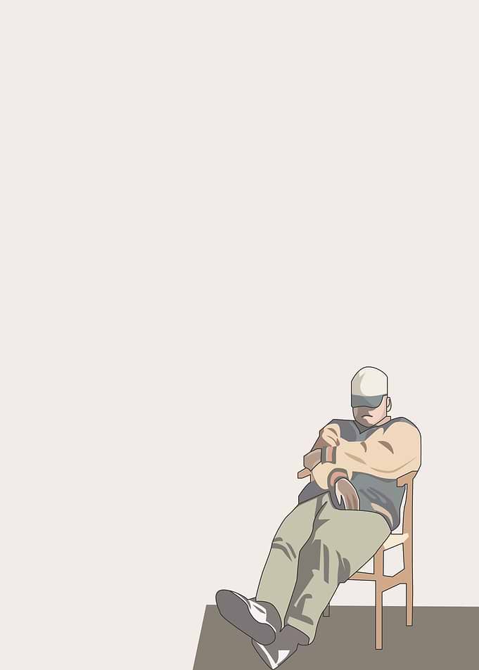 A Man Sitting Pensive