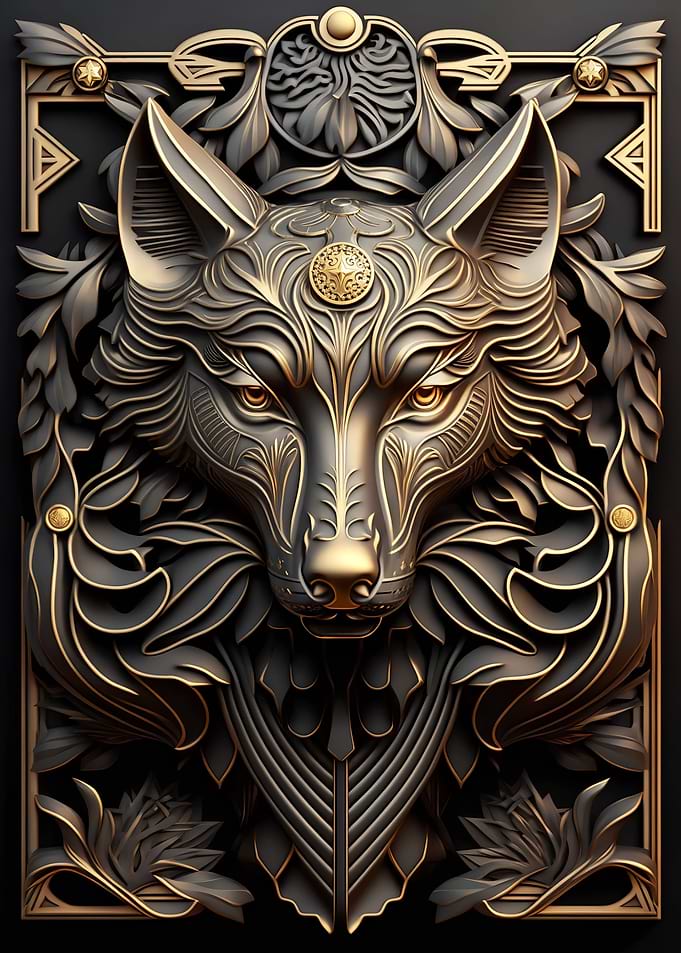 Apex Golden Wolf Art Deco