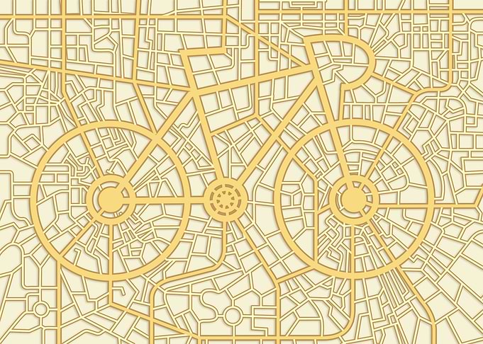 city road bike map lineart