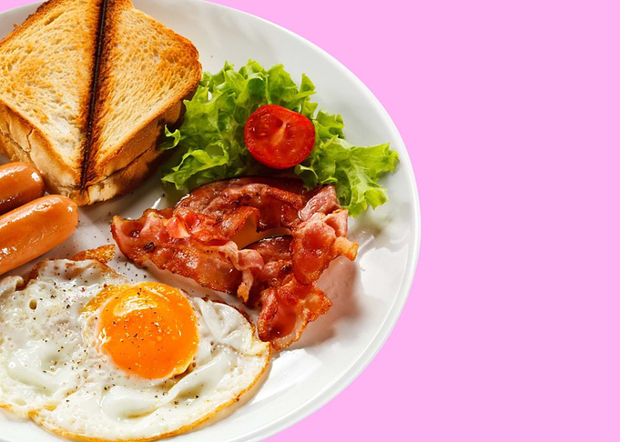 breakfast food in pink