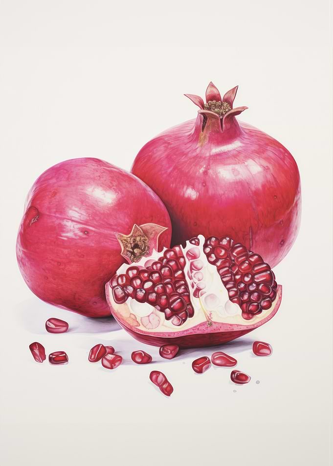 Two Pomegranates on White