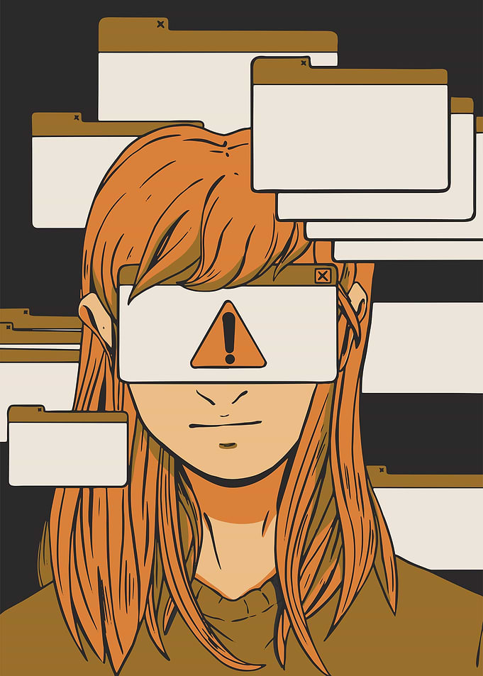 Woman With Computer Tabs