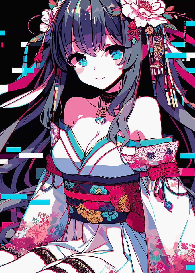 Glitch Art Anime Girl