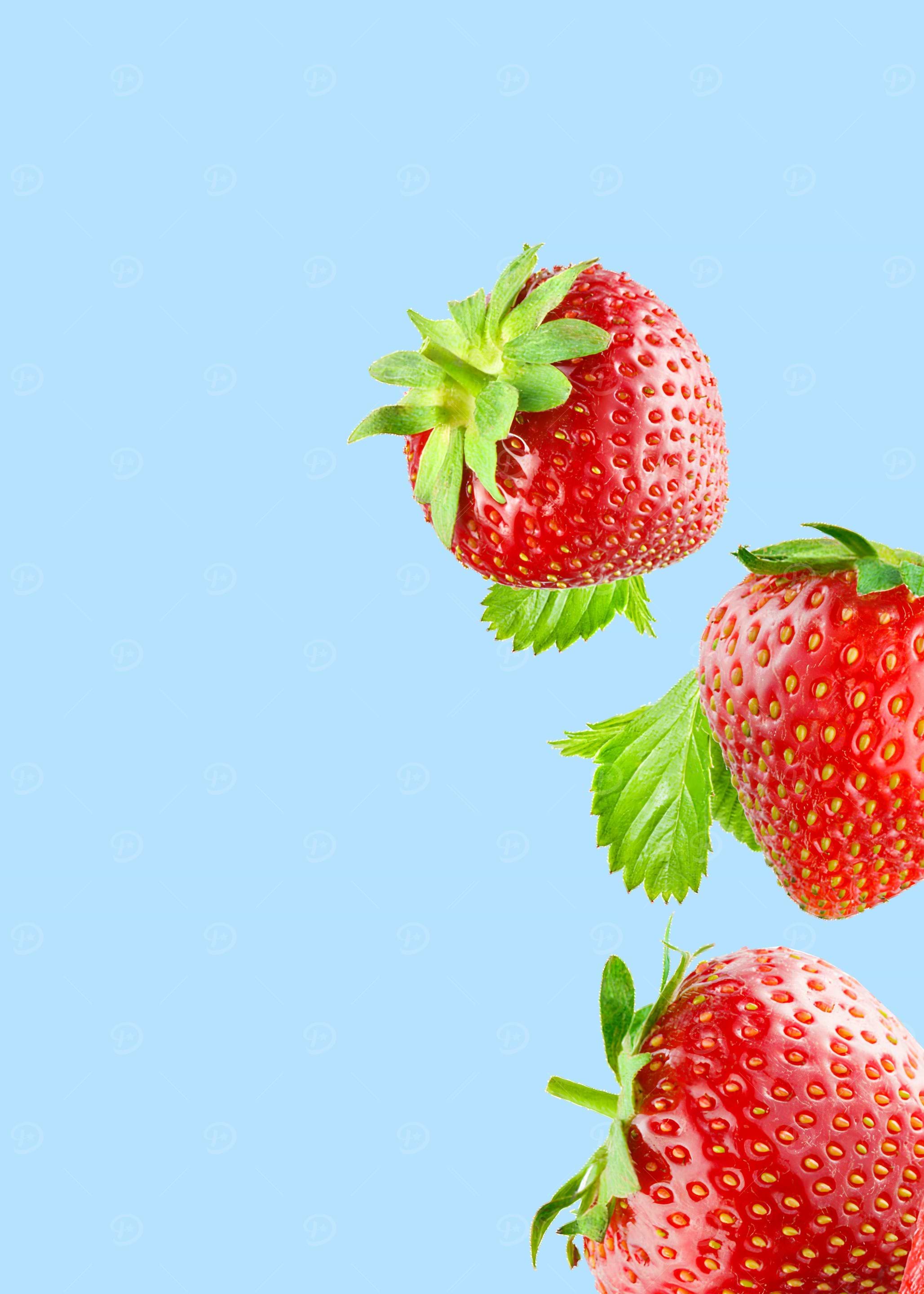 strawberry in blue