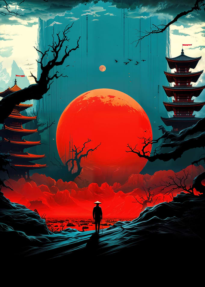 Red Moon Japan Night