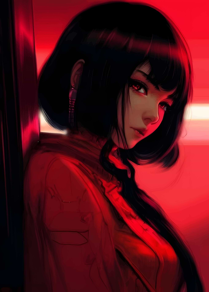 red anime girl