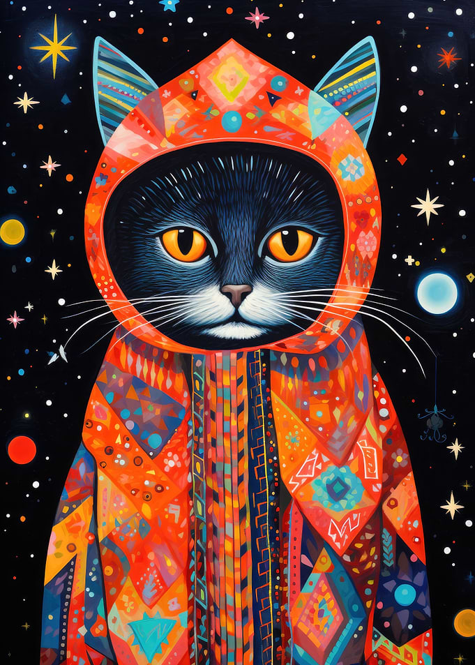 Tribal Animal Art 02 Cat
