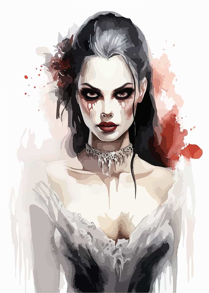 Dark Vampire Watercolor