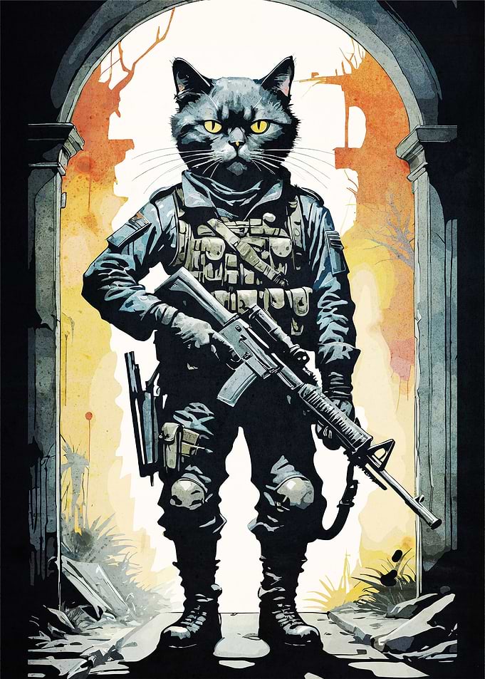 Cat Soldier Comic Warrior