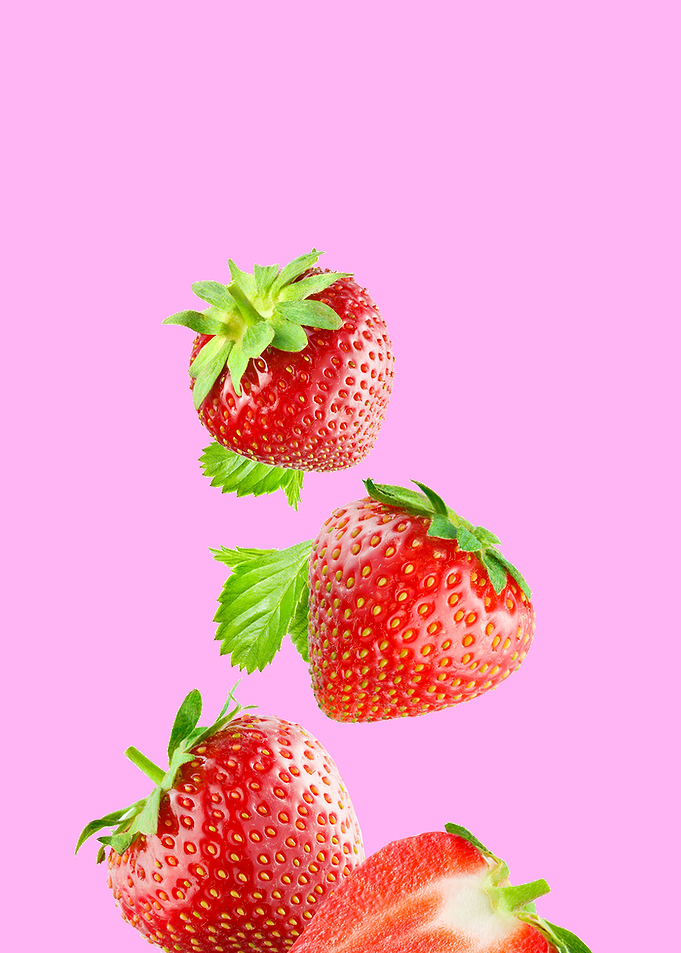 strawberry in pink