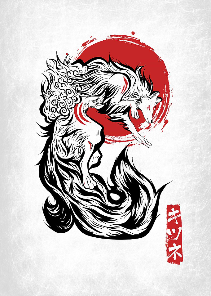 Japanese Kitsune Zen Fox