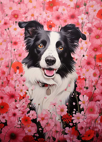 Border Collie in pink