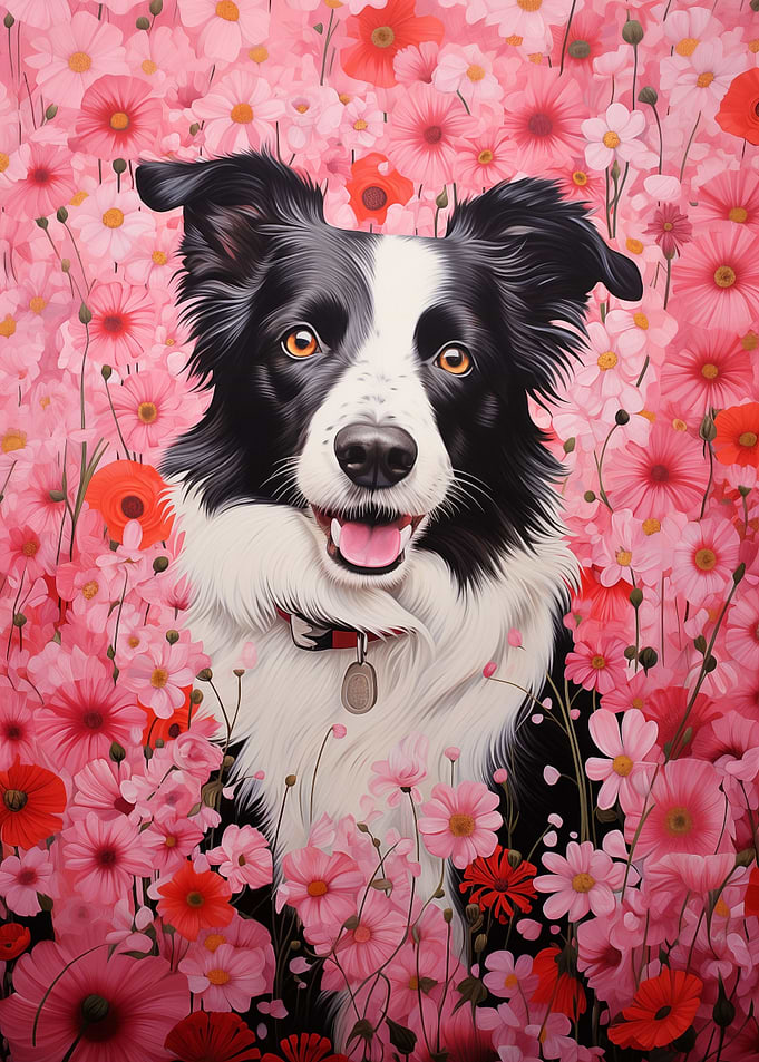 Border Collie in pink