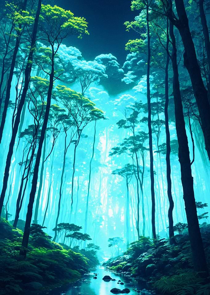 Forest Blue Lights Art