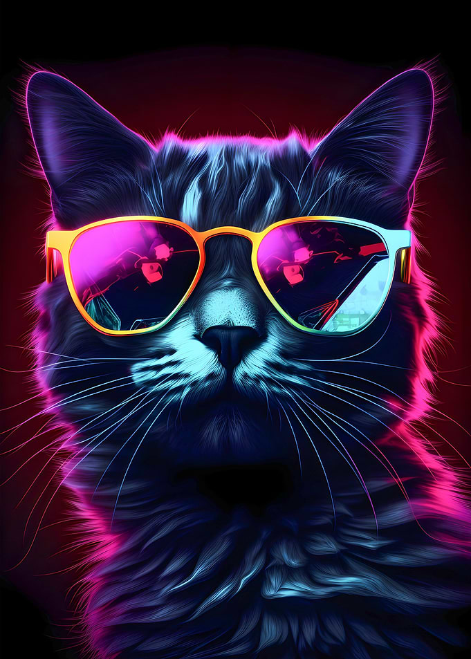Colorful Neon Cat