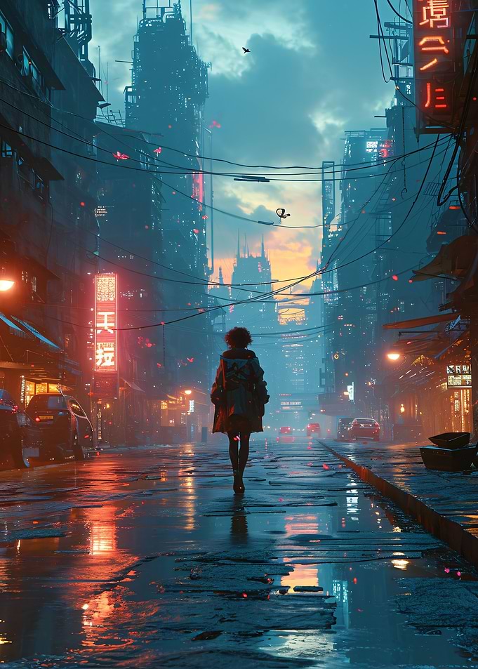 Cyberpunk City Girl