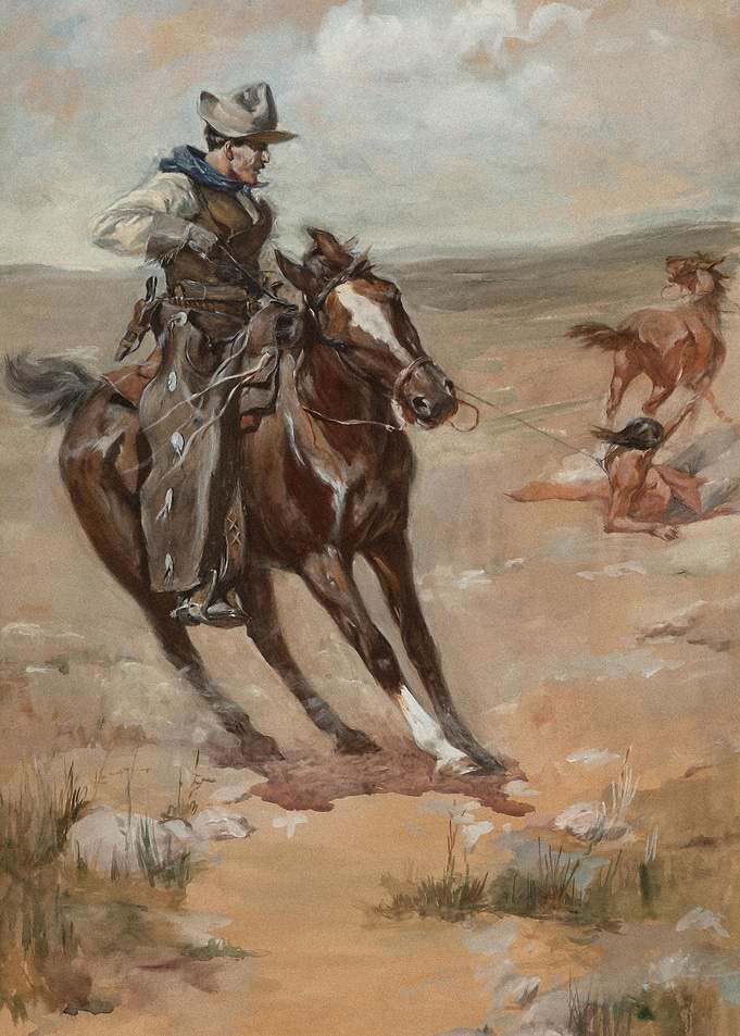 Cowboy Lassoing Indian