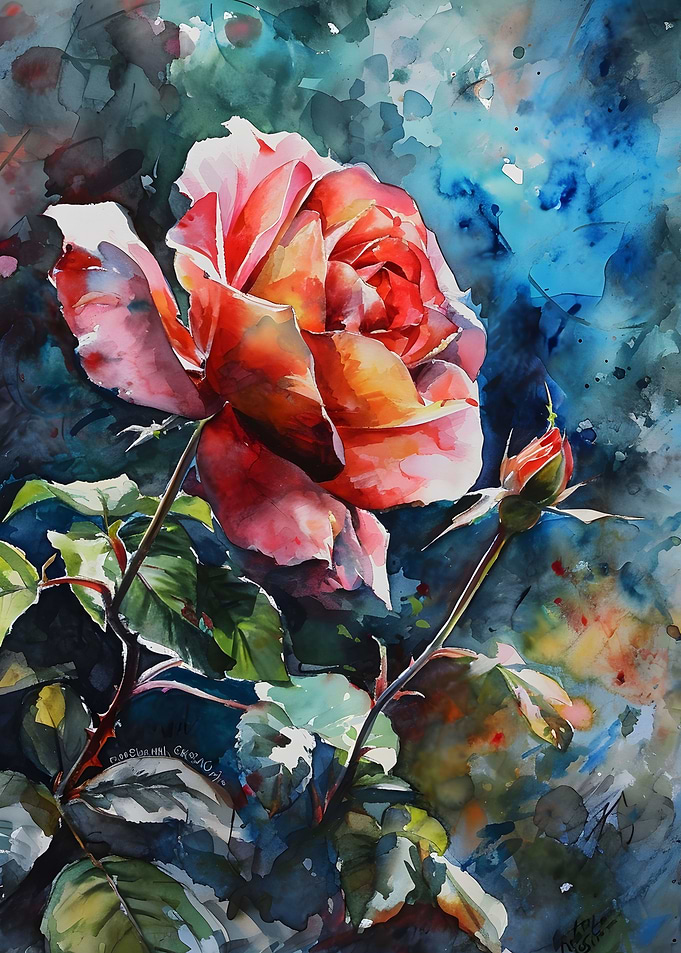 Red Rose Watercolor