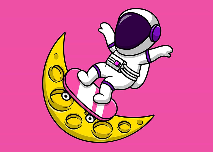 Cute Astronaut Moon