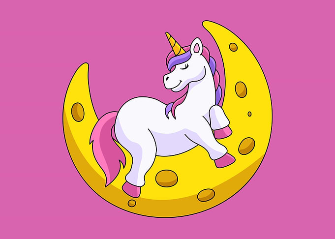 Cute Unicorn And Moon