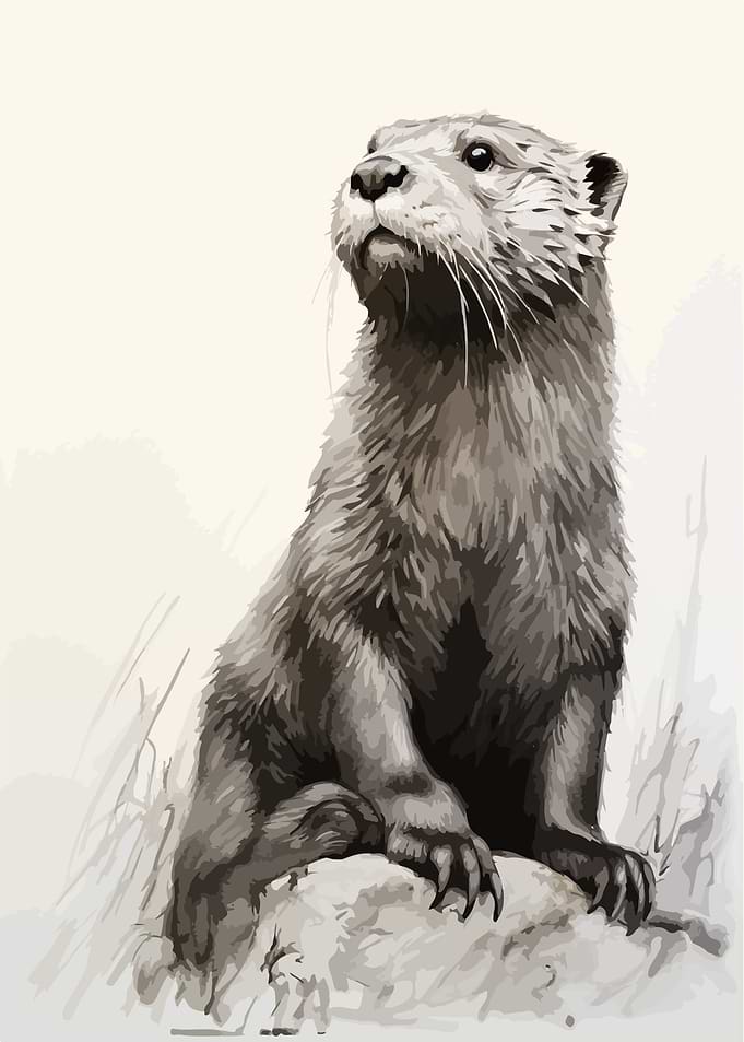 Otter Watercolor Art