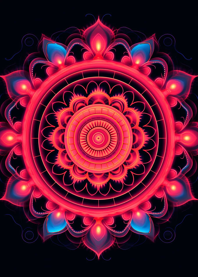 Neon Red Mandala