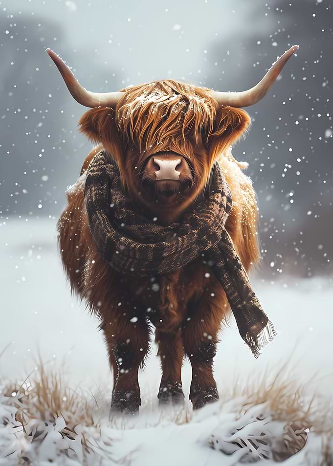 Cozy Highland Cow Winter