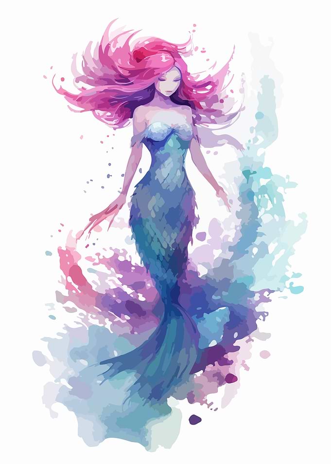 Sweet Mermaid Watercolor