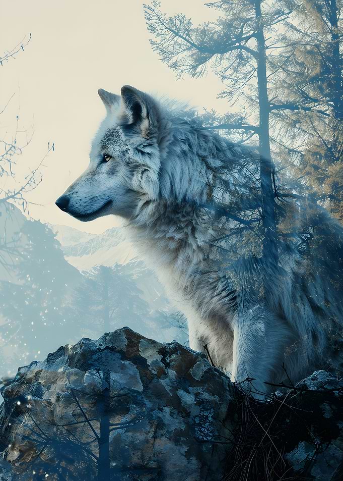 White Wolf Double Exposure
