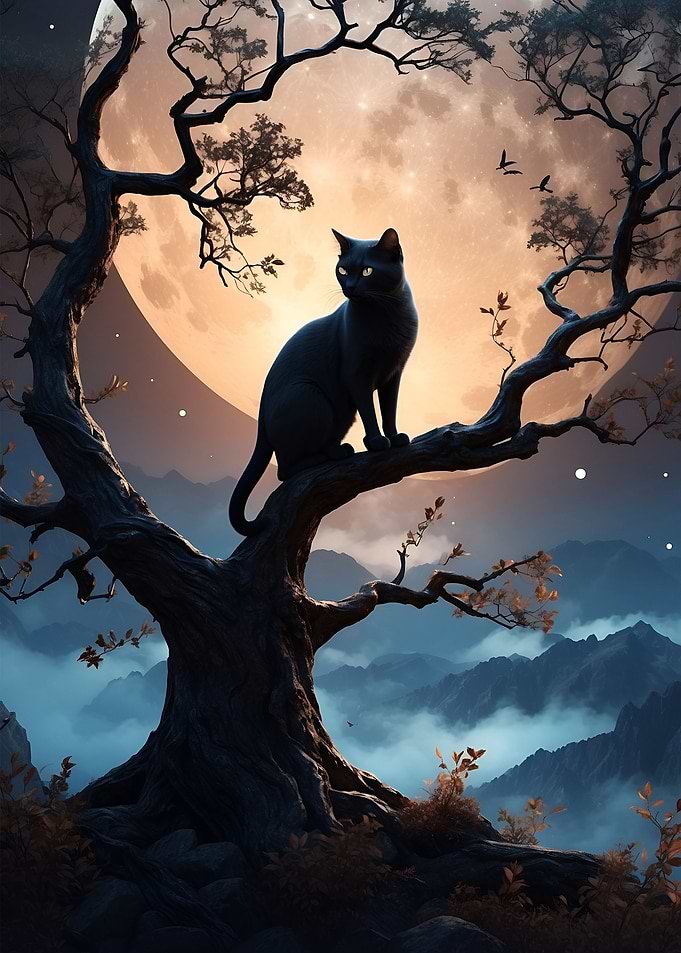 Cat And Moon