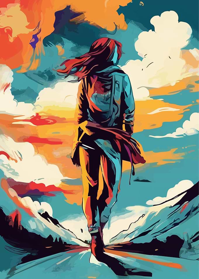 woman walking poster art