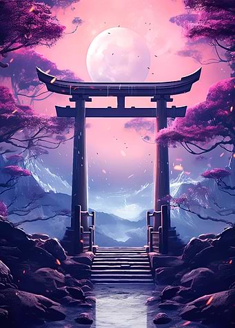 gate japan moon night