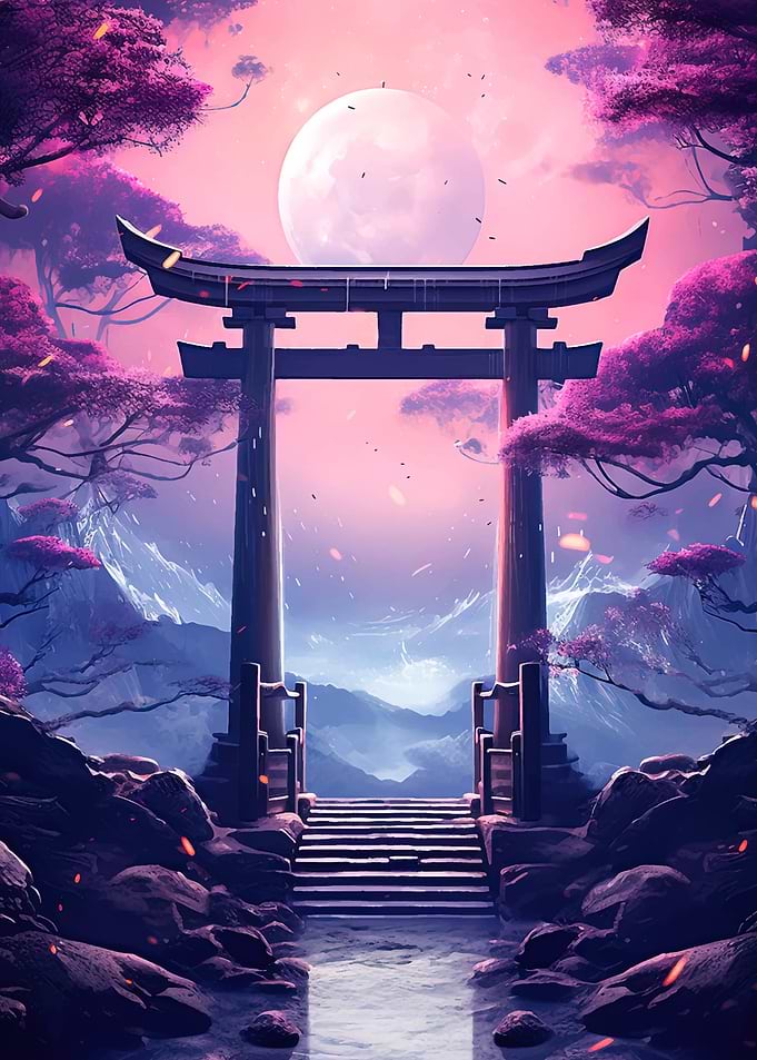 gate japan moon night