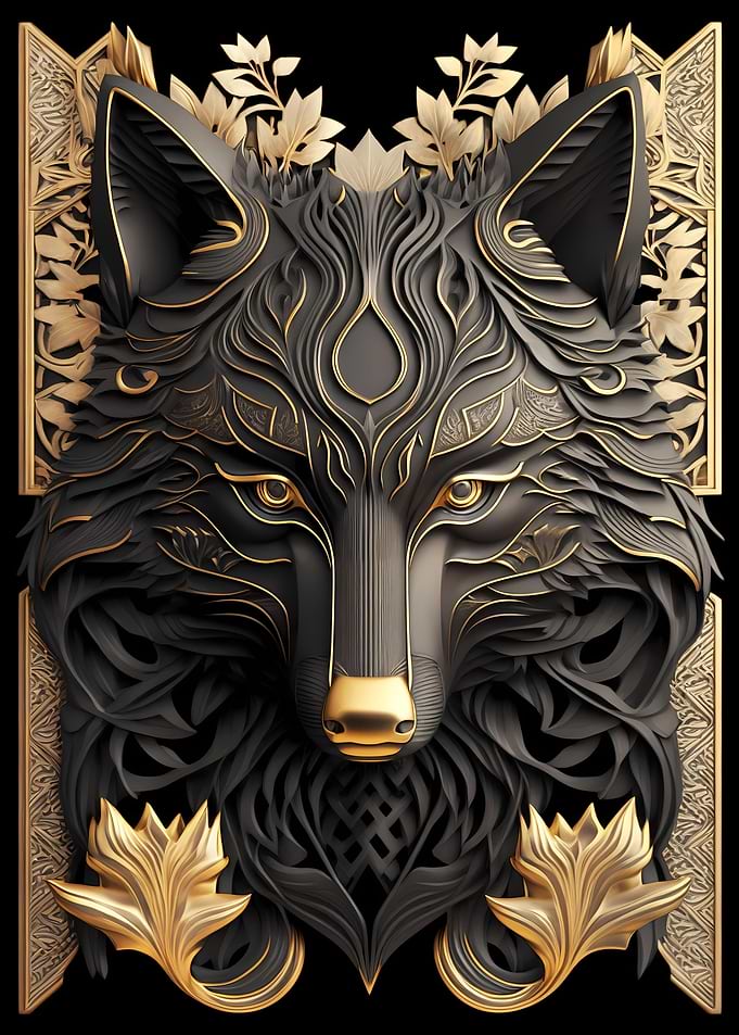 Golden Majesty Black Wolf